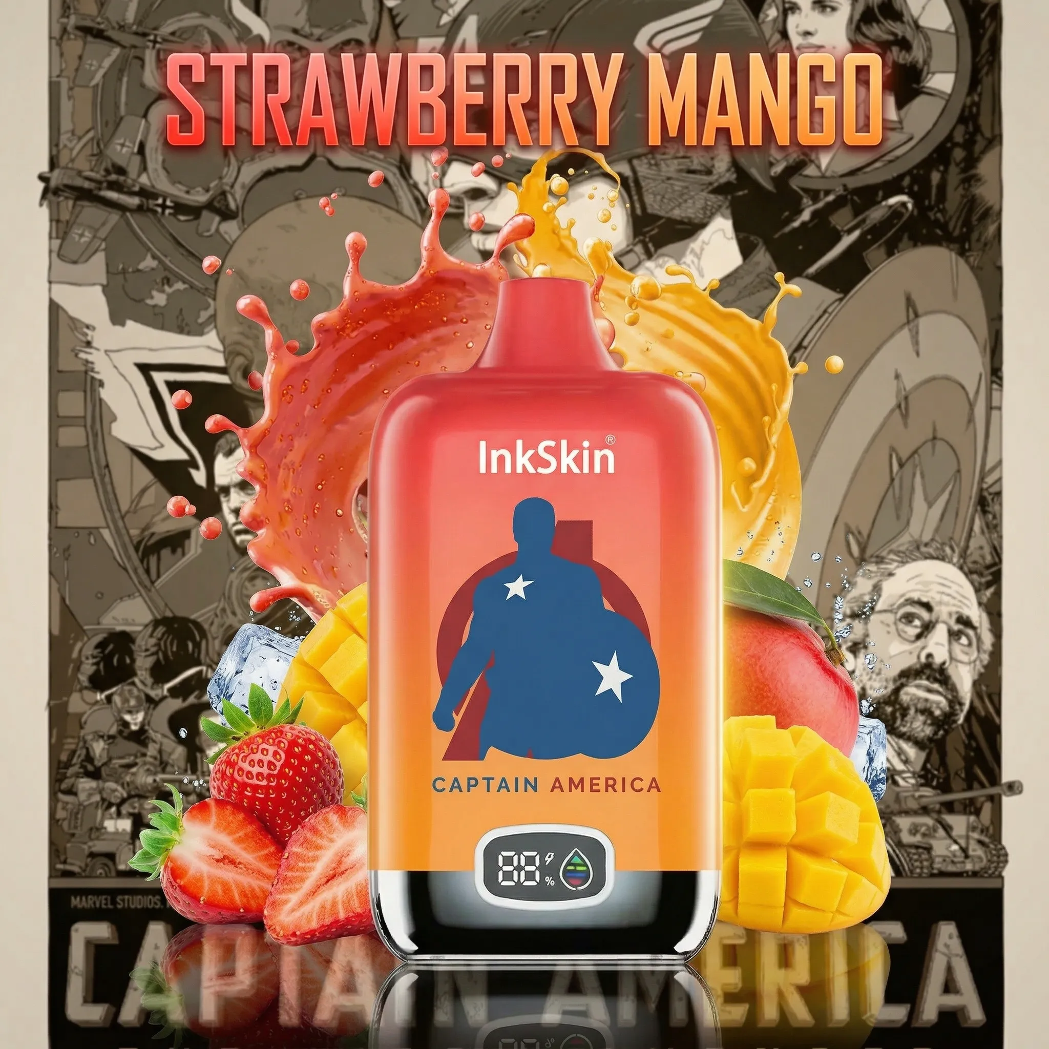 captain america - ⭐InkSkin Digital Box 12000 Puffs - 10+ Flavour Choices 🍇🍉🍋