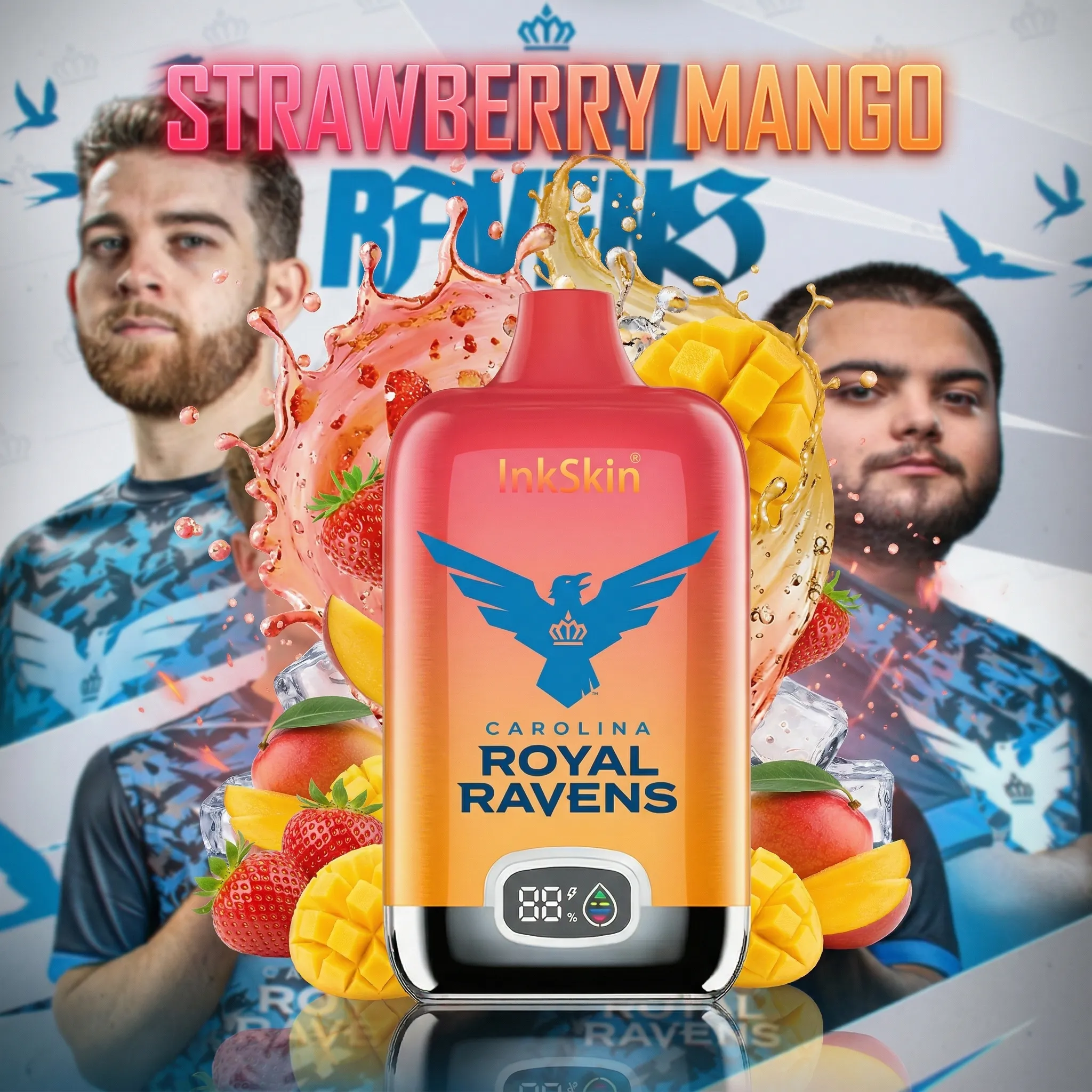 Carolina Royal Ravens team - ⭐InkSkin Digital Box 12000 Puffs - 10+ Flavour Choices 🍇🍉🍋
