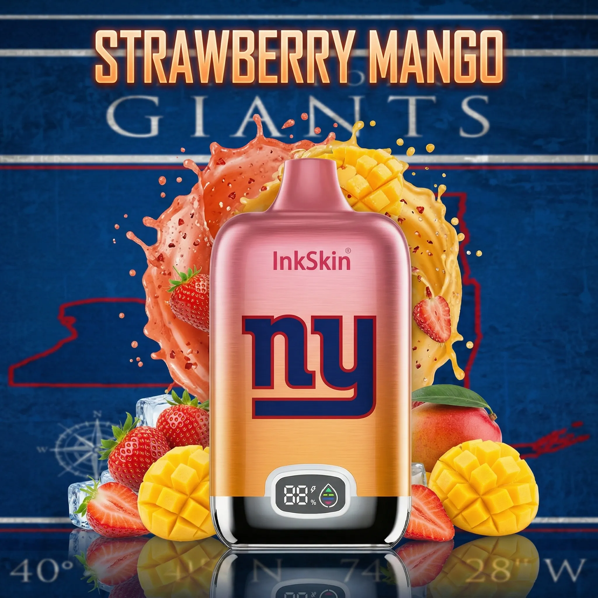 New York Giants - ⭐InkSkin Digital Box 12000 Puffs - 10+ Flavour Choices 🍇🍉🍋
