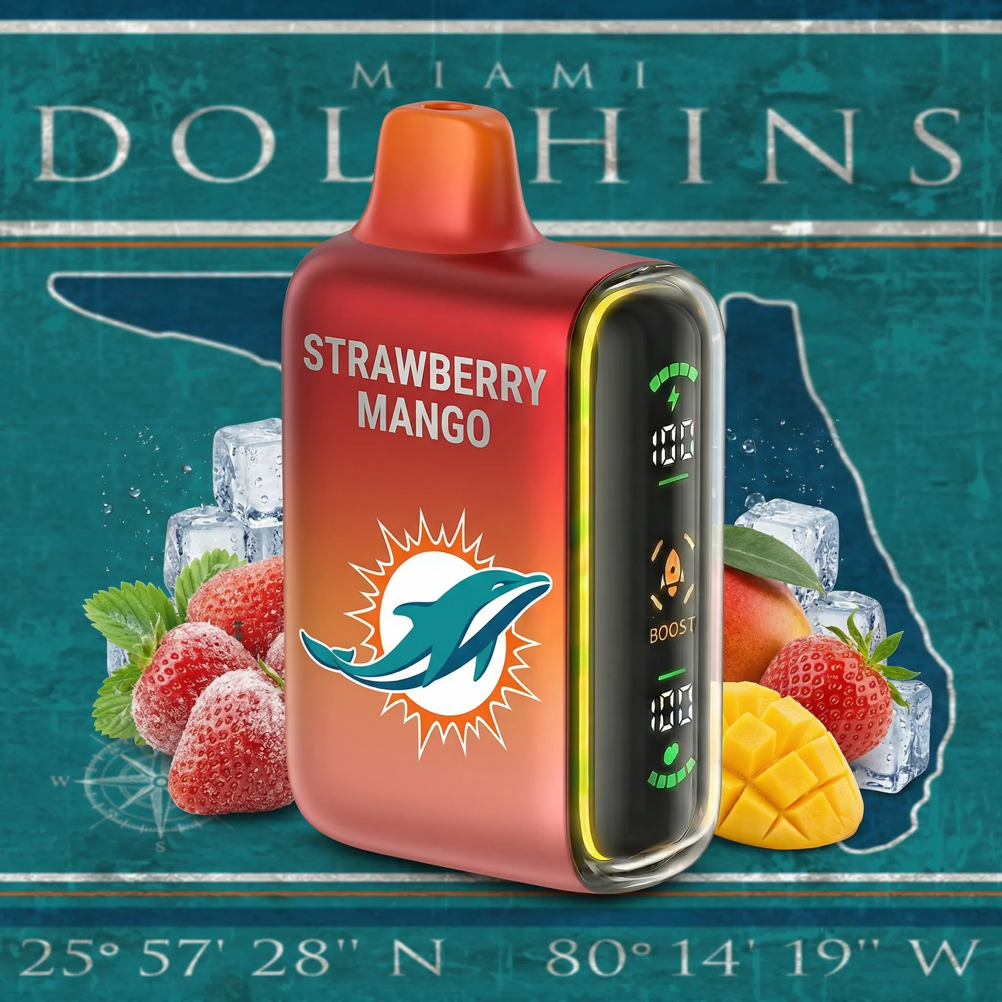 Miami Dolphins - 🔥InkSkin Pulse 15000 Puffs new - 10+ Flavour Choices 🍇🍉🍋