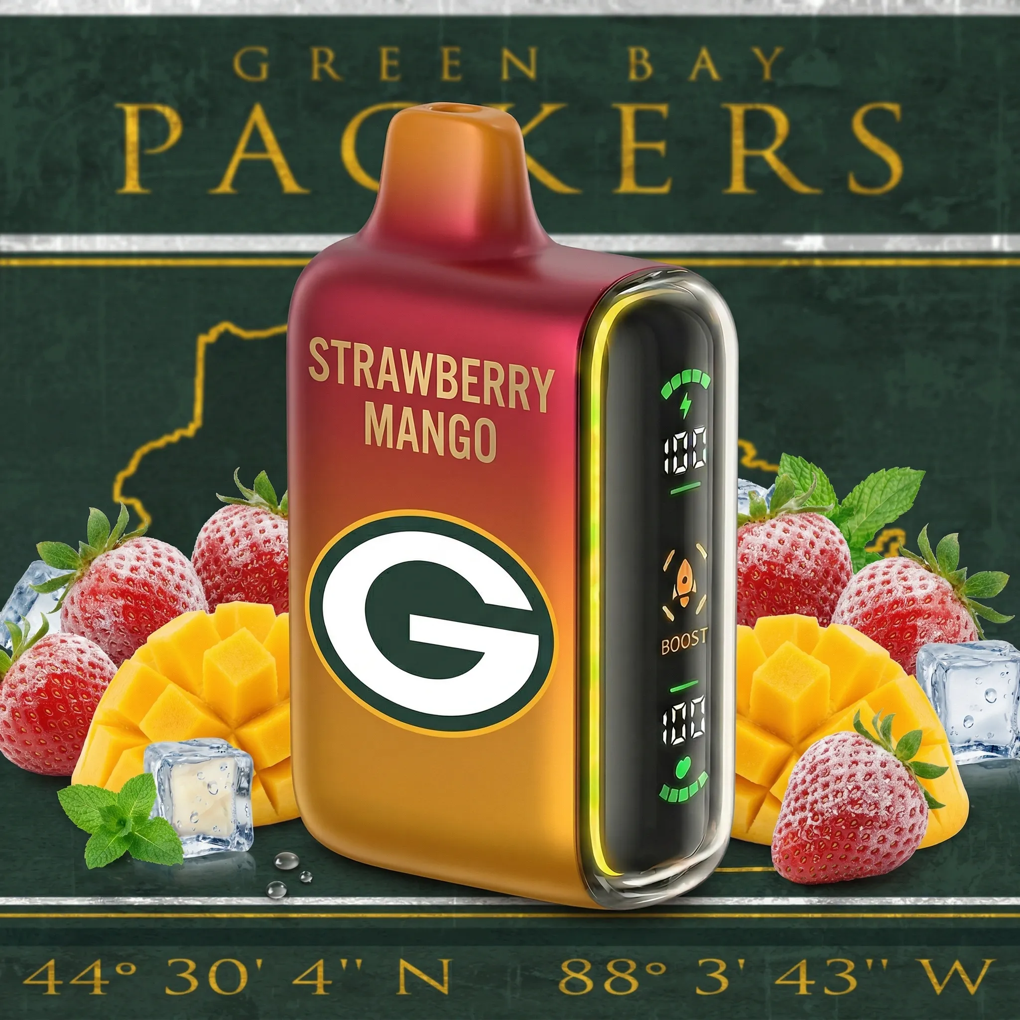 Green Bay Packers - 🔥InkSkin Pulse 15000 Puffs new - 10+ Flavour Choices 🍇🍉🍋