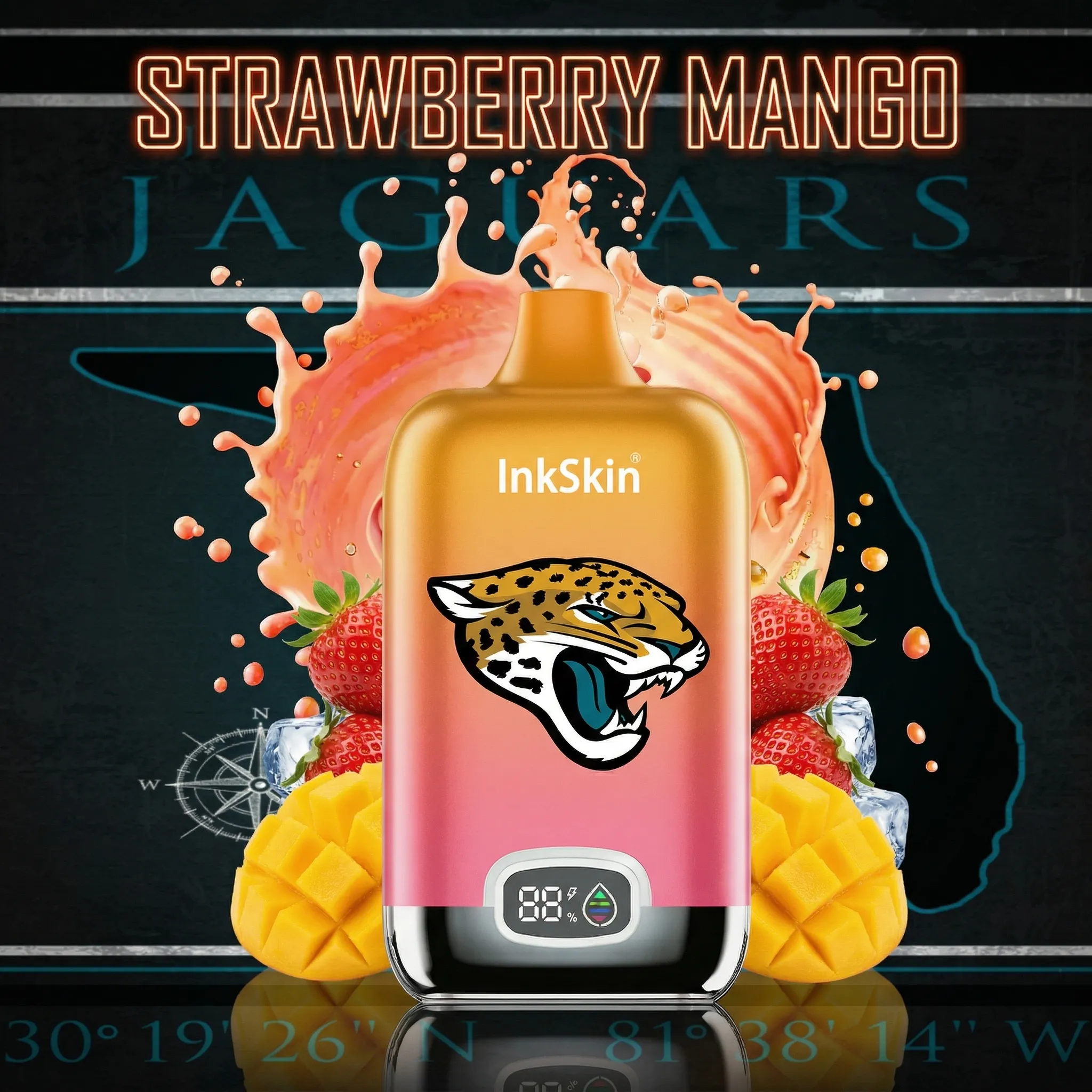 Jacksonville Jaguars - ⭐InkSkin Digital Box 12000 Puffs - 10+ Flavour Choices 🍇🍉🍋