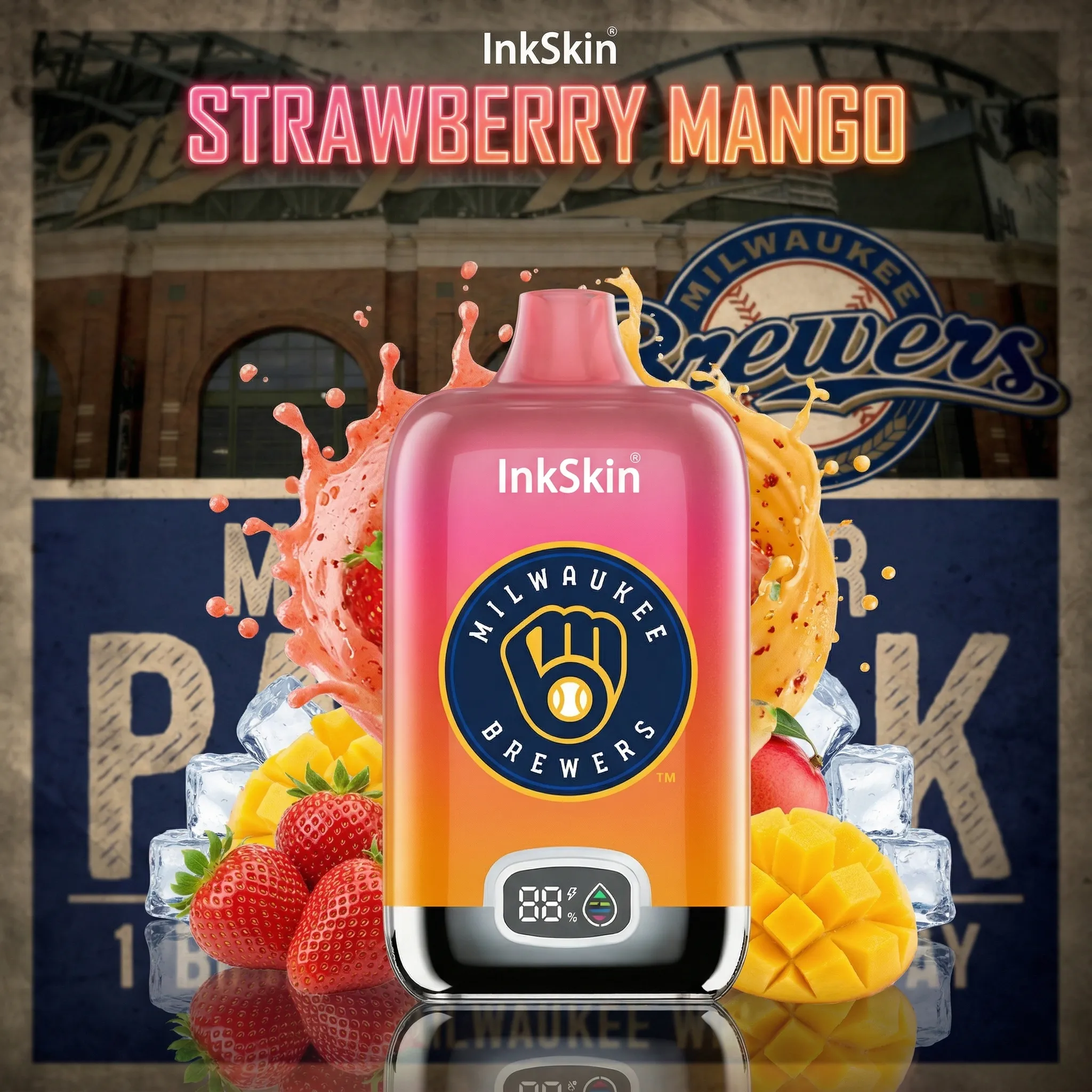 Milwaukee Brewers - ⭐InkSkin Digital Box 12000 Puffs - 10+ Flavour Choices 🍇🍉🍋