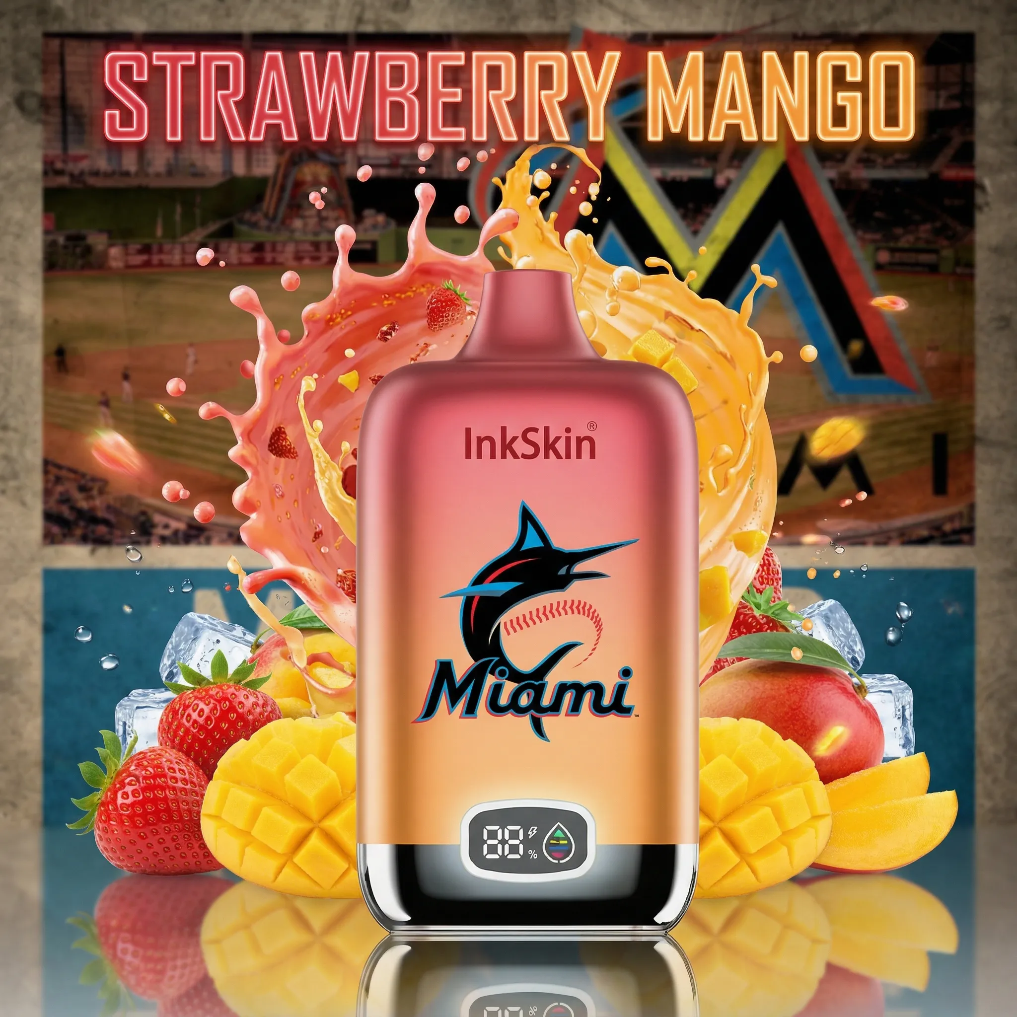 Miami Marlins - ⭐InkSkin Digital Box 12000 Puffs - 10+ Flavour Choices 🍇🍉🍋