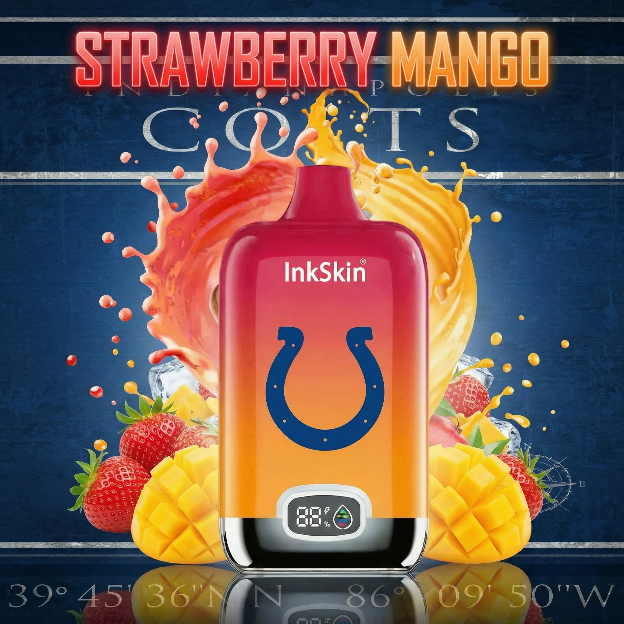 Indianapolis Colts - ⭐InkSkin Digital Box 12000 Puffs - 10+ Flavour Choices 🍇🍉🍋
