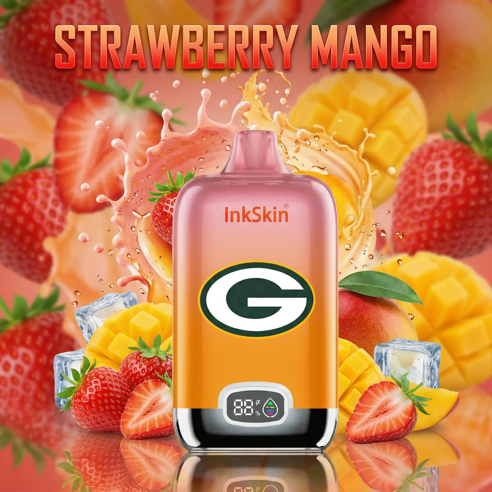 Green Bay Packers - ⭐InkSkin Digital Box 12000 Puffs - 10+ Flavour Choices 🍇🍉🍋