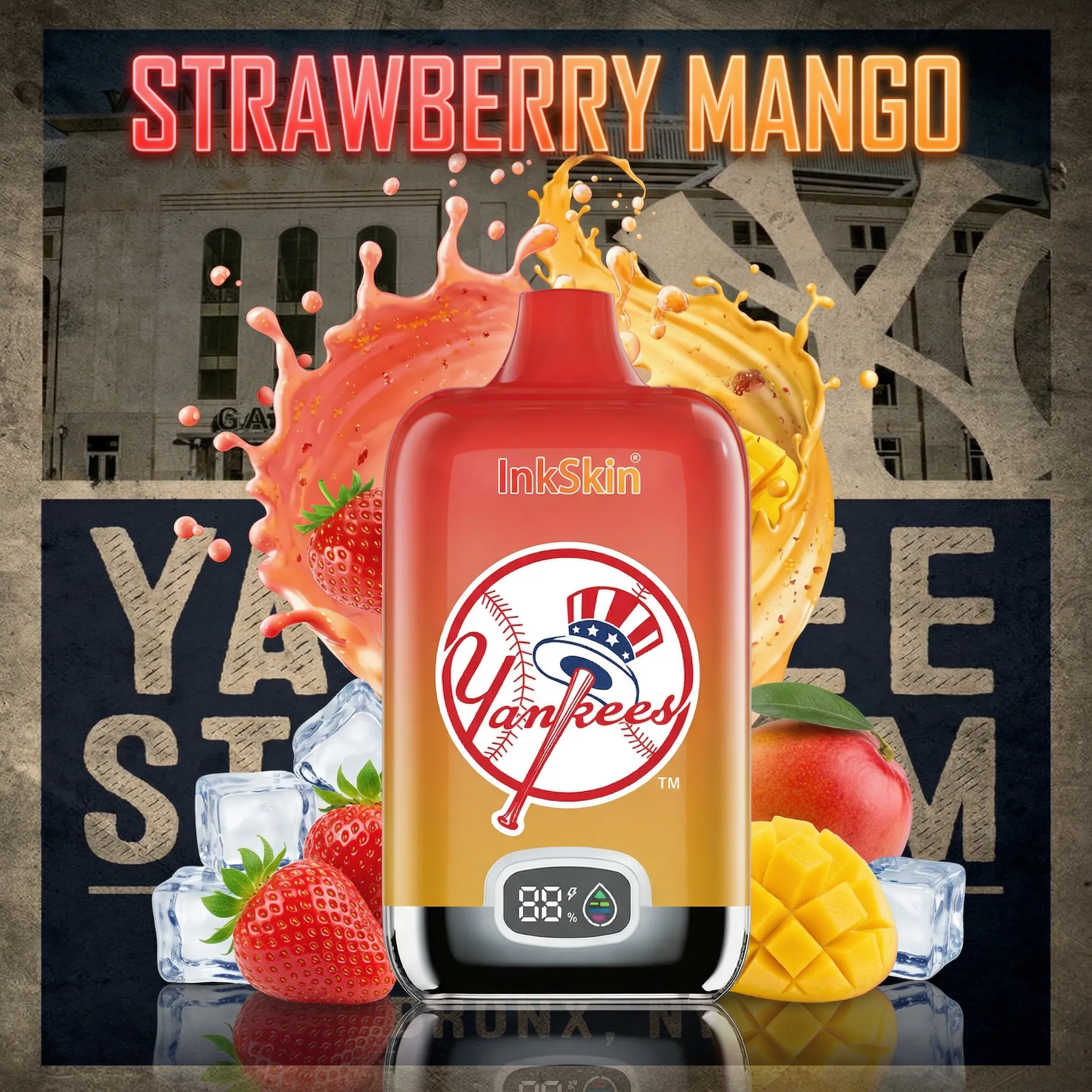 New York Yankees - ⭐InkSkin Digital Box 12000 Puffs - 10+ Flavour Choices 🍇🍉🍋