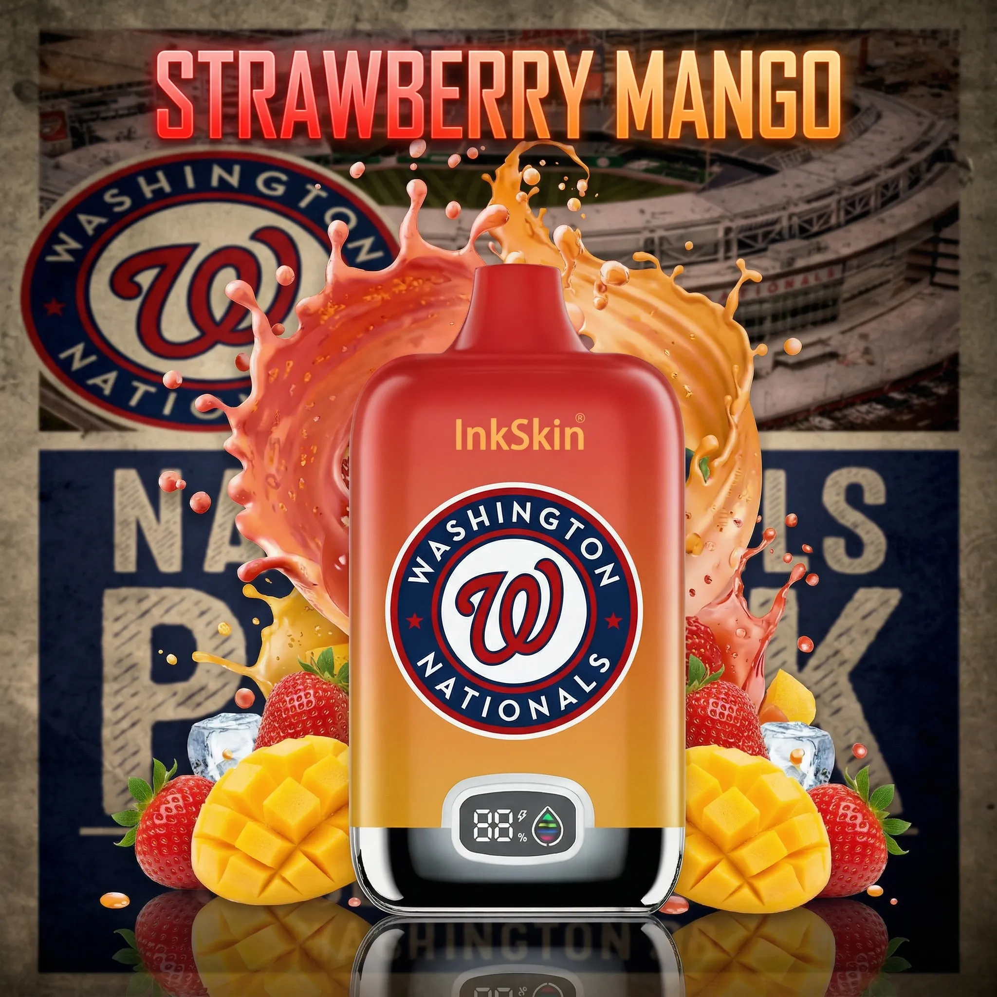 Washington Nationals - ⭐InkSkin Digital Box 12000 Puffs - 10+ Flavour Choices 🍇🍉🍋