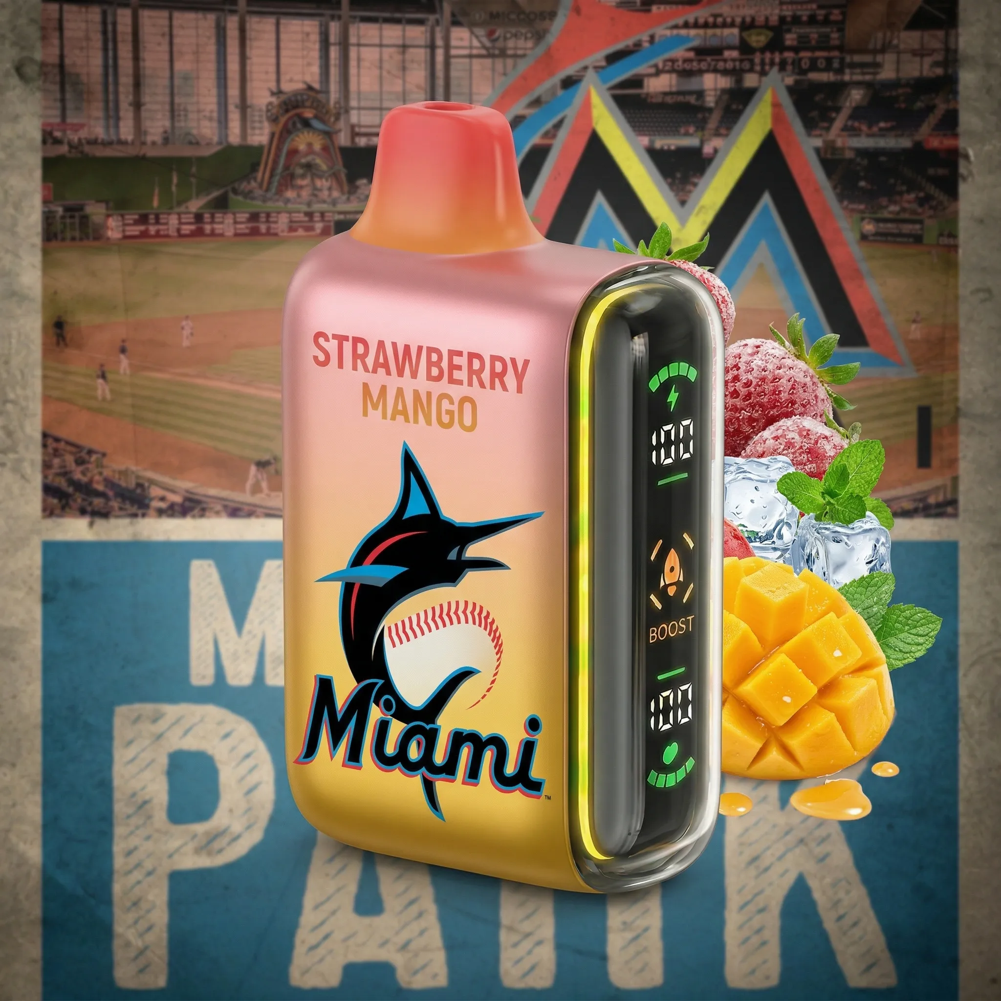 Miami Marlins - 🔥InkSkin Pulse 15000 Puffs new - 10+ Flavour Choices 🍇🍉🍋