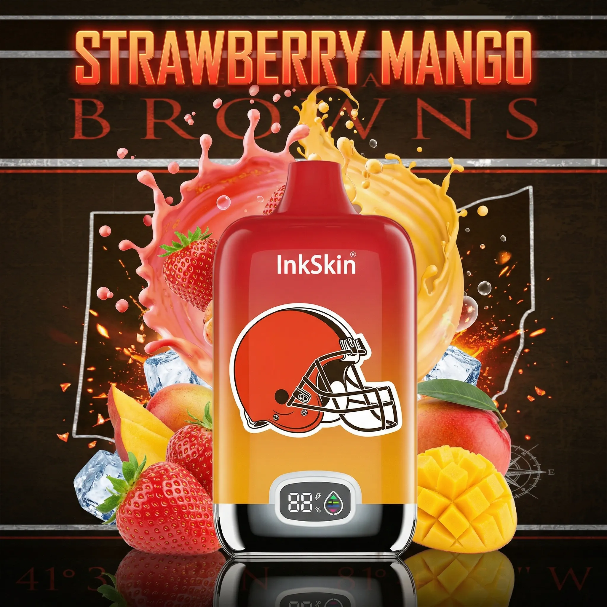 Cleveland Browns - ⭐InkSkin Digital Box 12000 Puffs - 10+ Flavour Choices 🍇🍉🍋