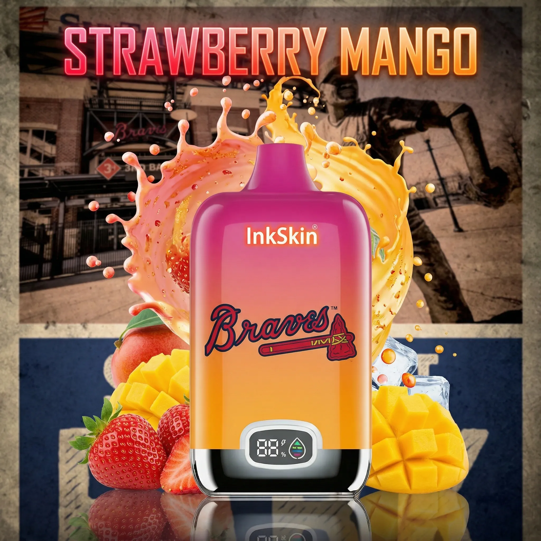 Atlanta Braves - ⭐InkSkin Digital Box 12000 Puffs - 10+ Flavour Choices 🍇🍉🍋