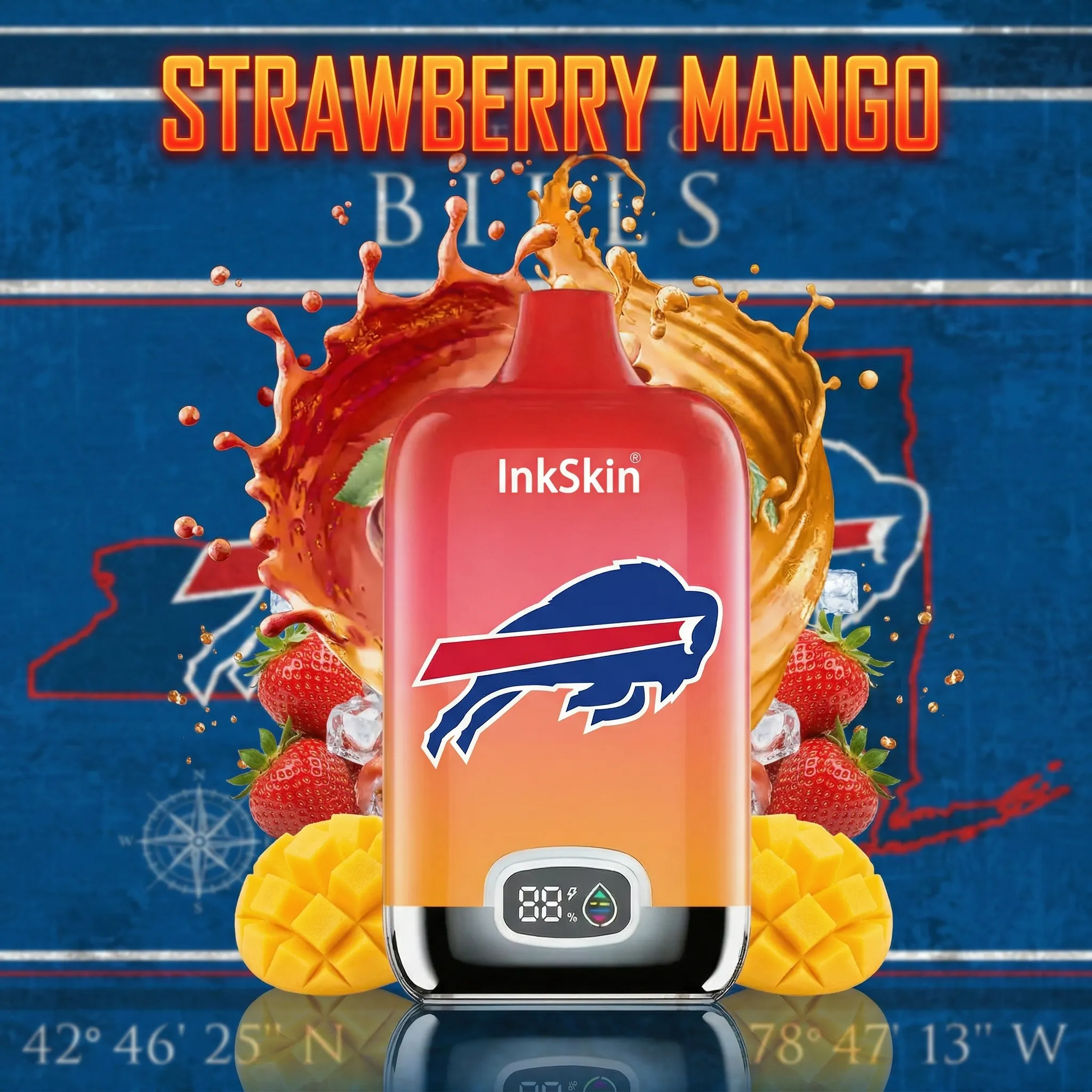 Buffalo Bills - ⭐InkSkin Digital Box 12000 Puffs - 10+ Flavour Choices 🍇🍉🍋