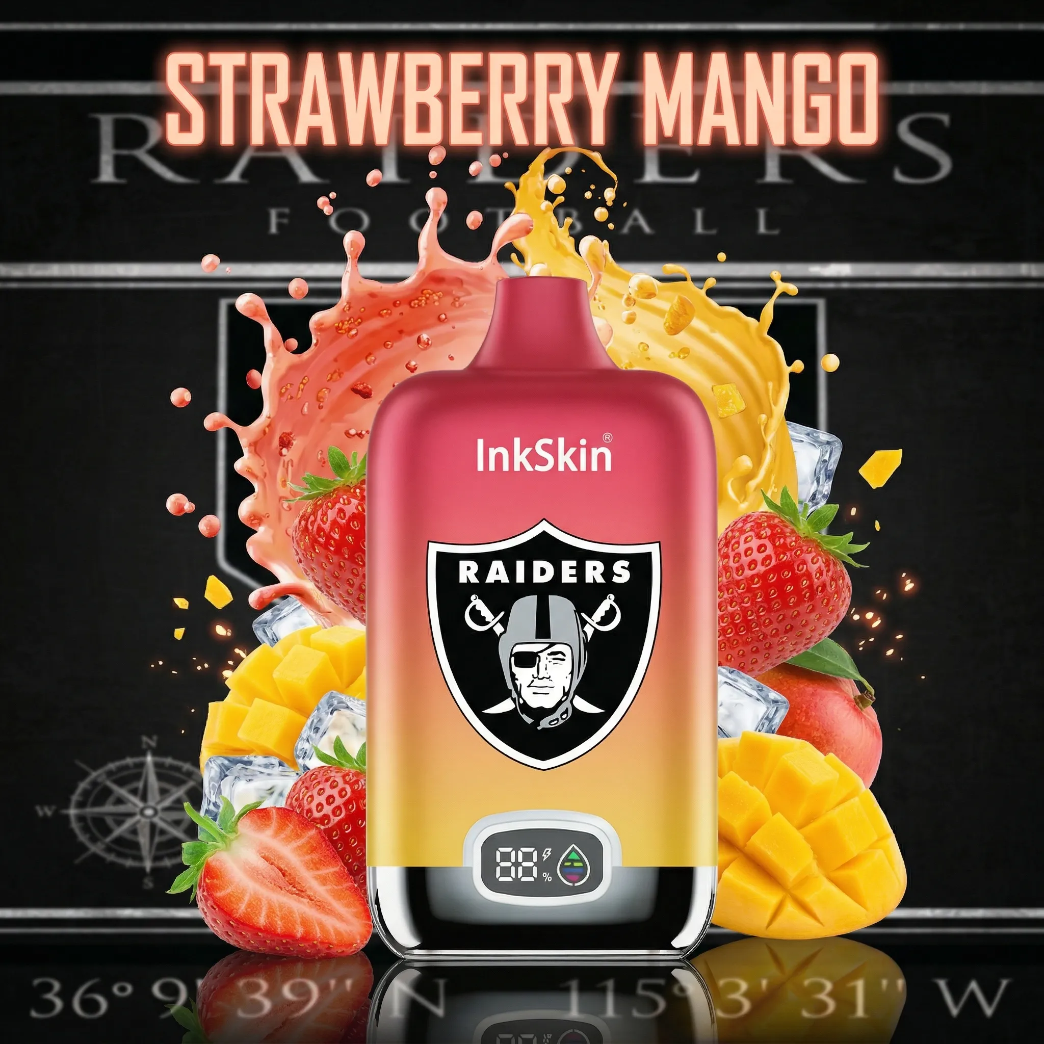 Las Vegas Raiders - ⭐InkSkin Digital Box 12000 Puffs - 10+ Flavour Choices 🍇🍉🍋