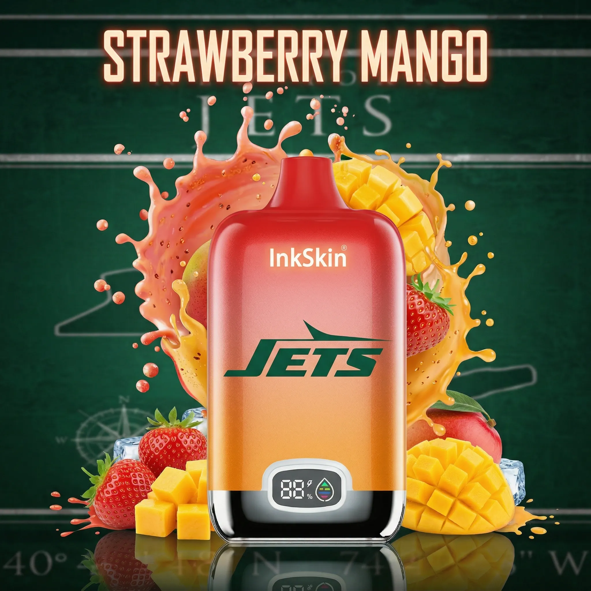 New York Jets - ⭐InkSkin Digital Box 12000 Puffs - 10+ Flavour Choices 🍇🍉🍋