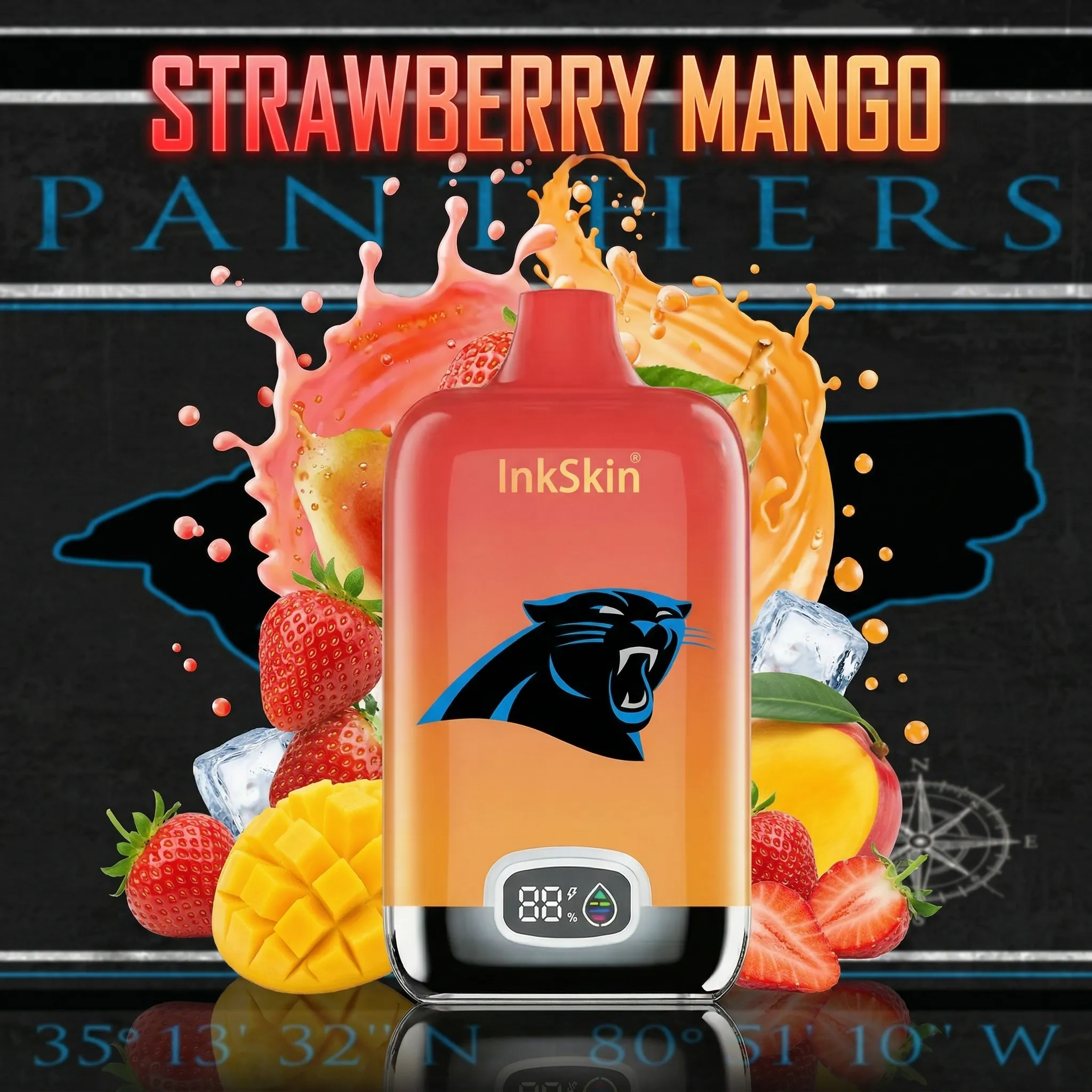 Carolina Panthers - ⭐InkSkin Digital Box 12000 Puffs - 10+ Flavour Choices 🍇🍉🍋