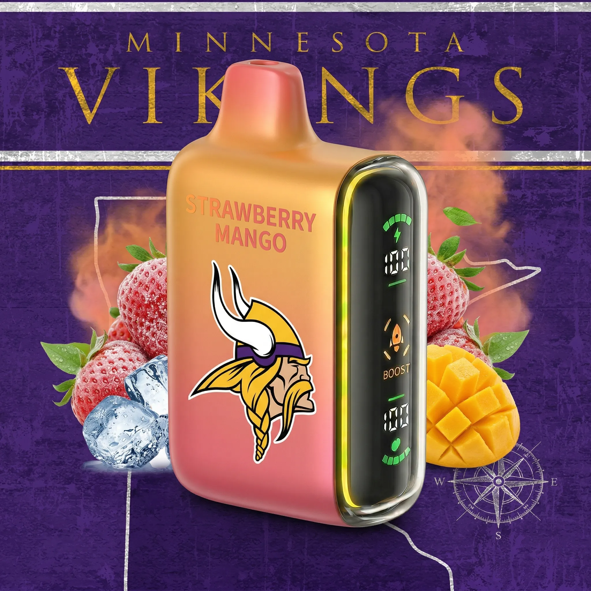 Minnesota Vikings - 🔥InkSkin Pulse 15000 Puffs new - 10+ Flavour Choices 🍇🍉🍋
