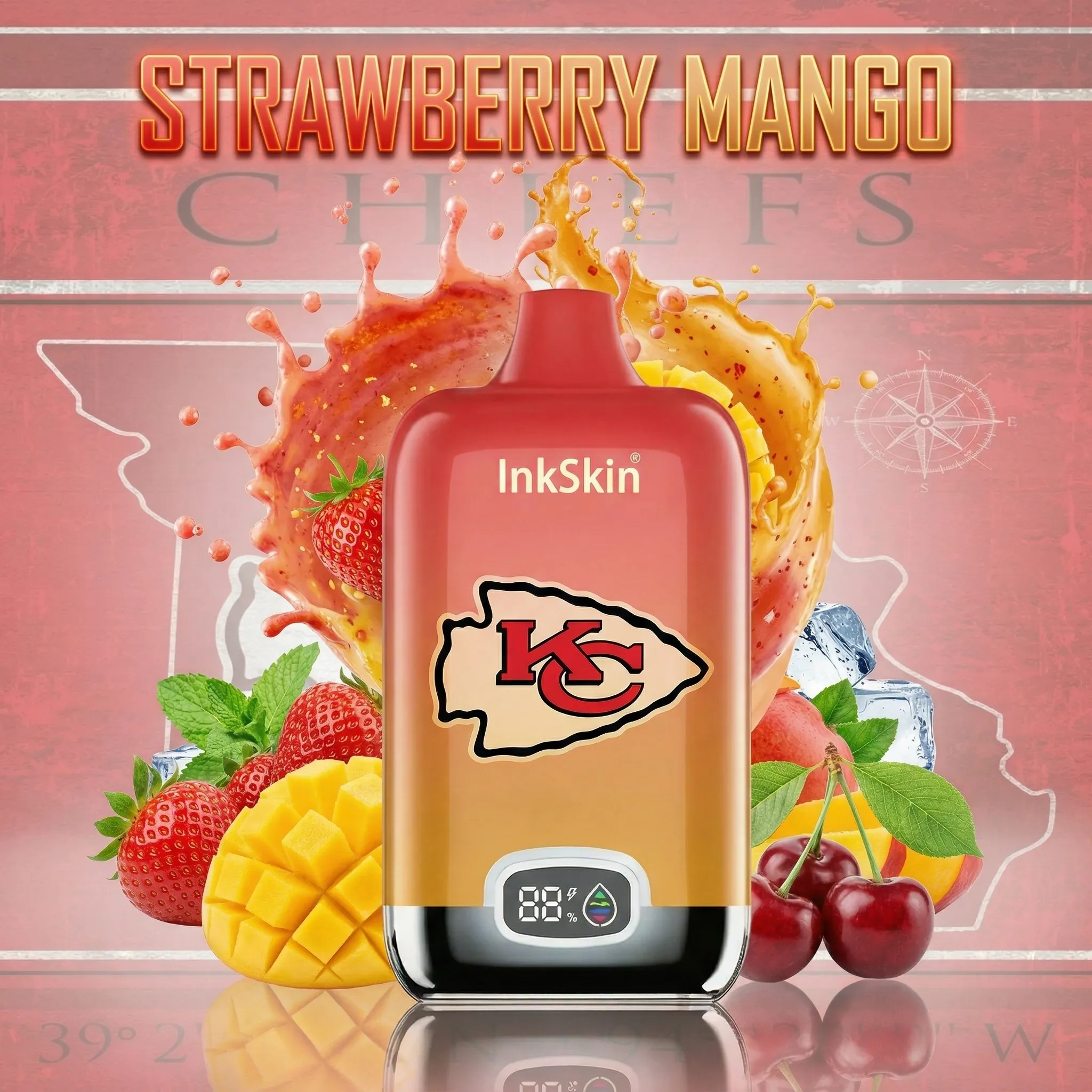 Kansas City Chiefs - ⭐InkSkin Digital Box 12000 Puffs - 10+ Flavour Choices 🍇🍉🍋