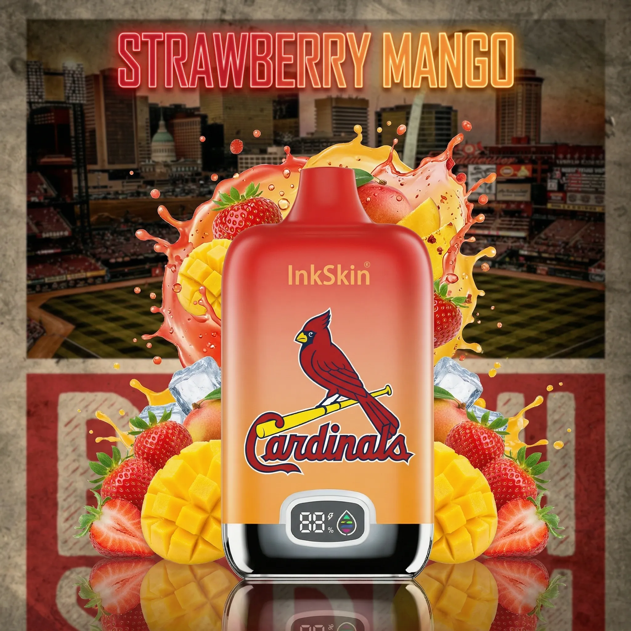 St Louis Cardinals - ⭐InkSkin Digital Box 12000 Puffs - 10+ Flavour Choices 🍇🍉🍋