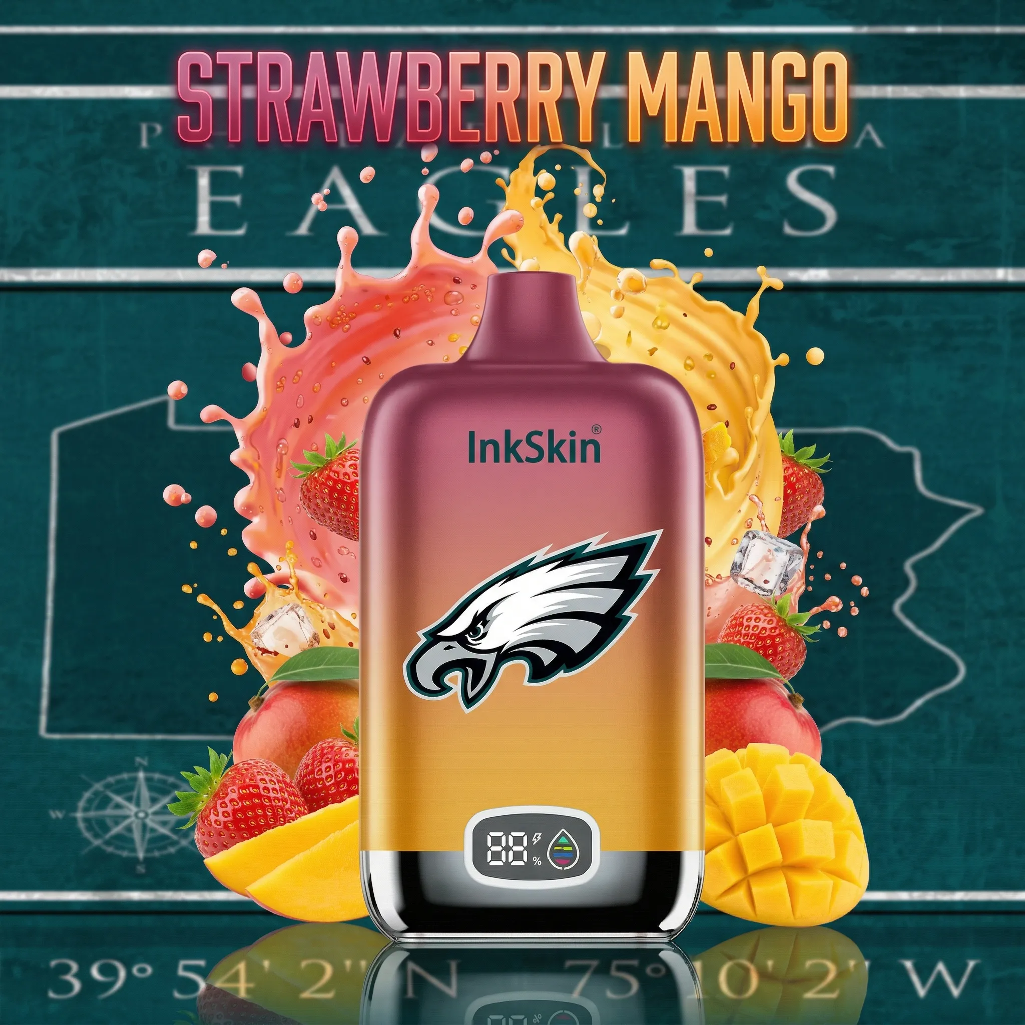 Philadelphia Eagles - ⭐InkSkin Digital Box 12000 Puffs - 10+ Flavour Choices 🍇🍉🍋