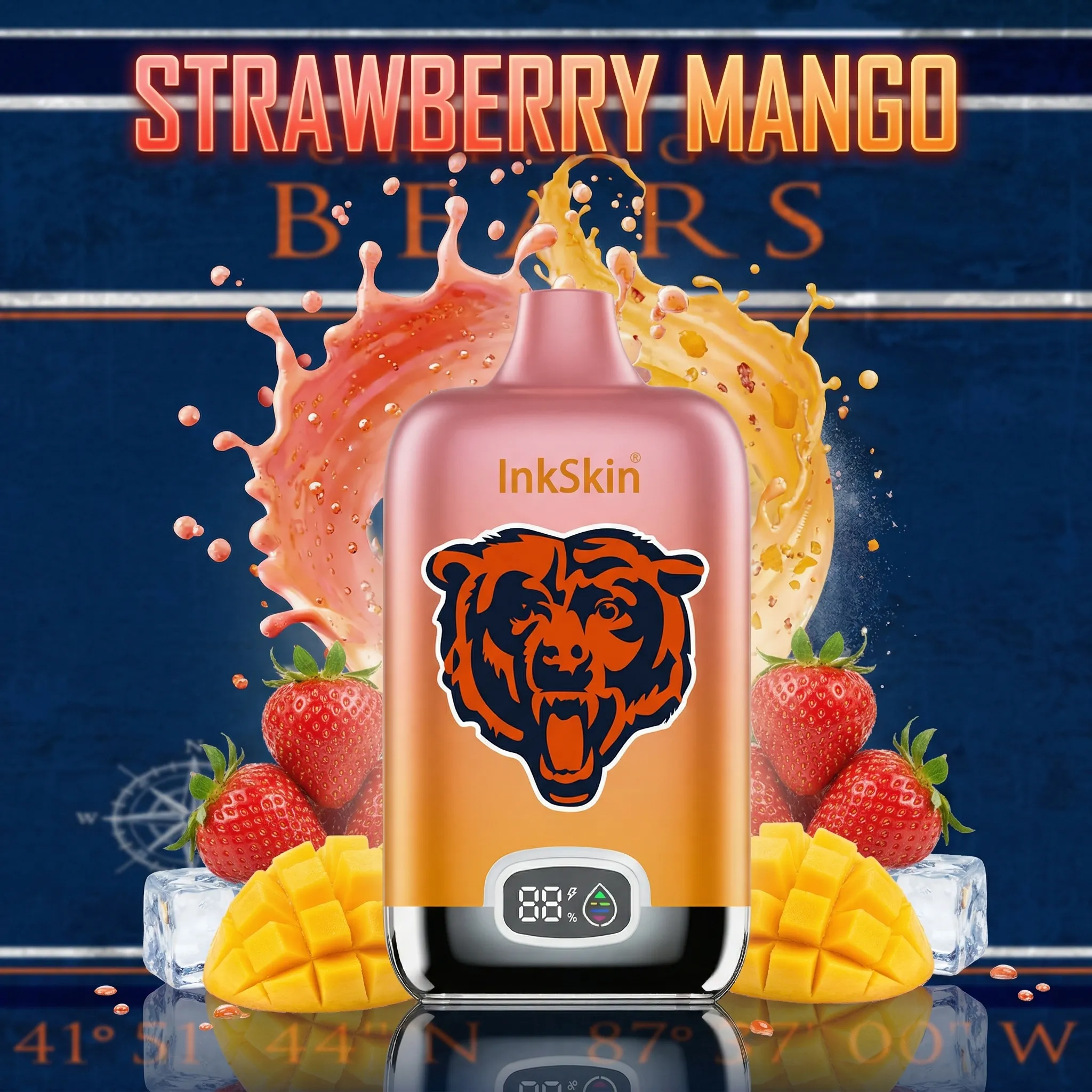 Chicago Bears - ⭐InkSkin Digital Box 12000 Puffs - 10+ Flavour Choices 🍇🍉🍋