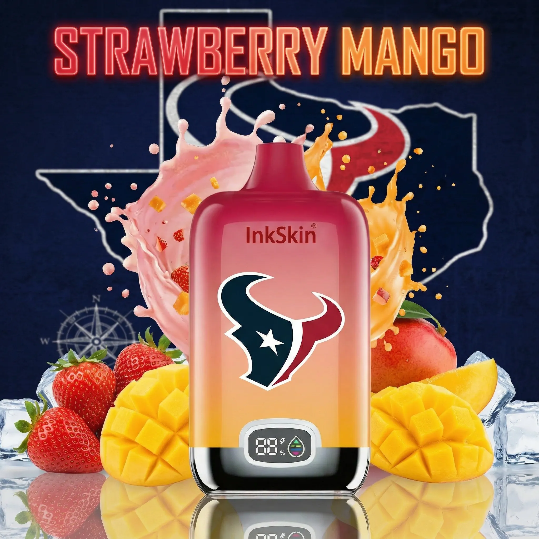 Houston Texans - ⭐InkSkin Digital Box 12000 Puffs - 10+ Flavour Choices 🍇🍉🍋