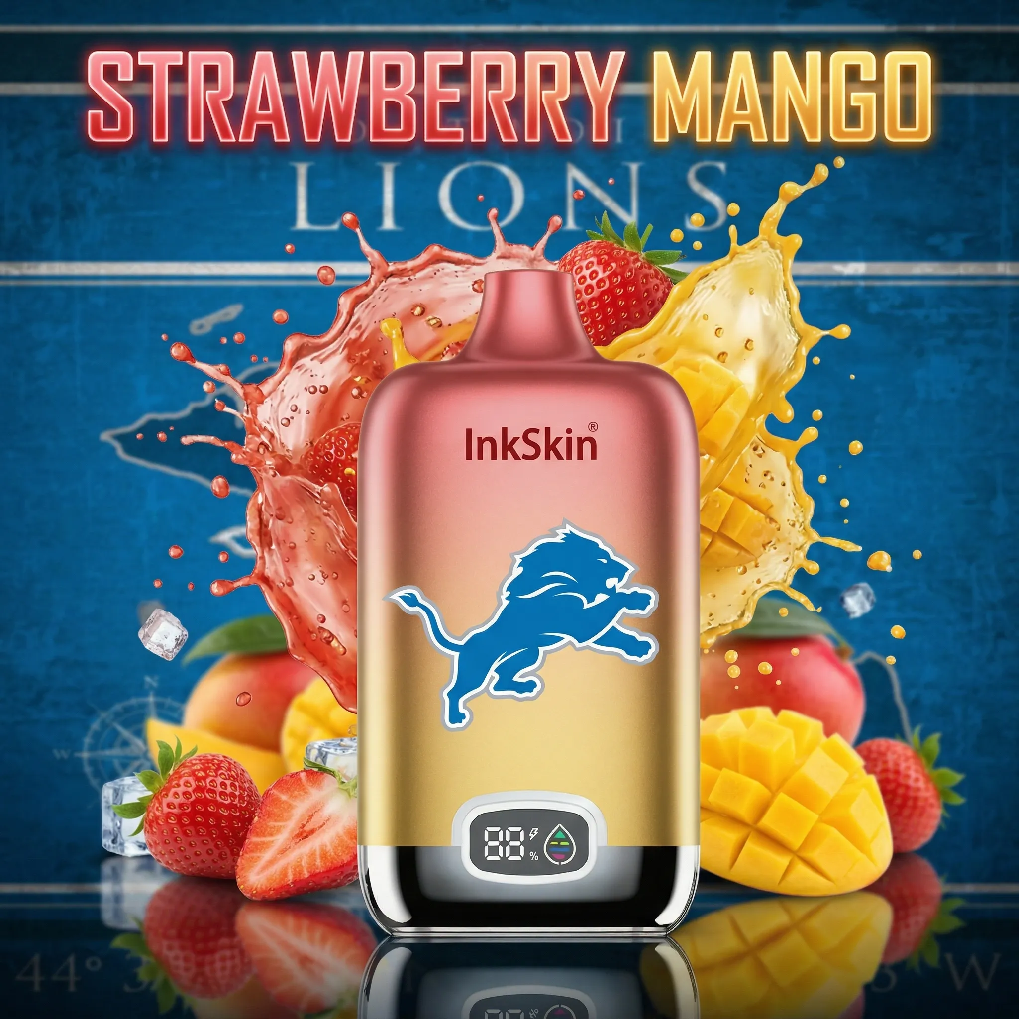 Detroit Lions - ⭐InkSkin Digital Box 12000 Puffs - 10+ Flavour Choices 🍇🍉🍋