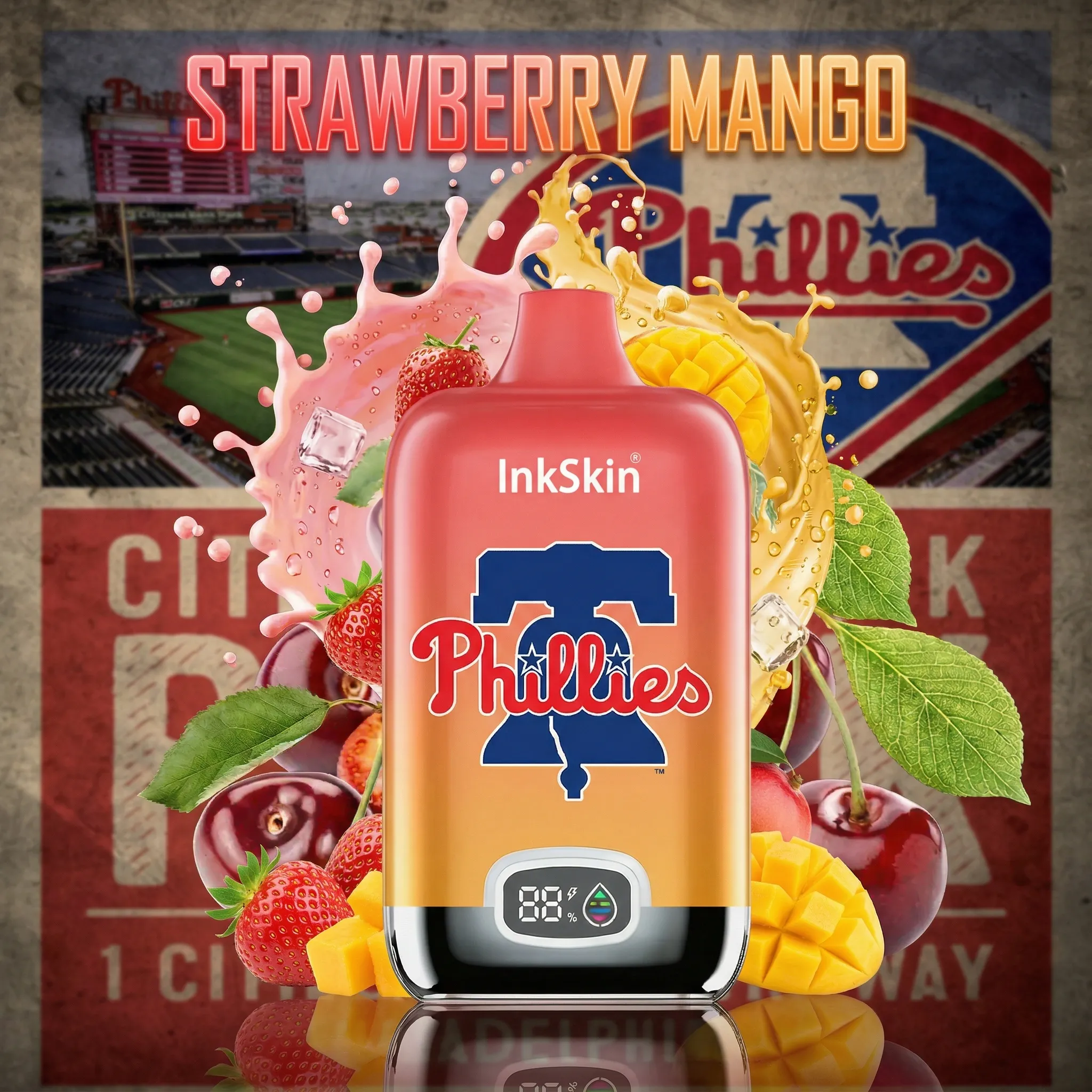 Philadelphia Phillies - ⭐InkSkin Digital Box 12000 Puffs - 10+ Flavour Choices 🍇🍉🍋