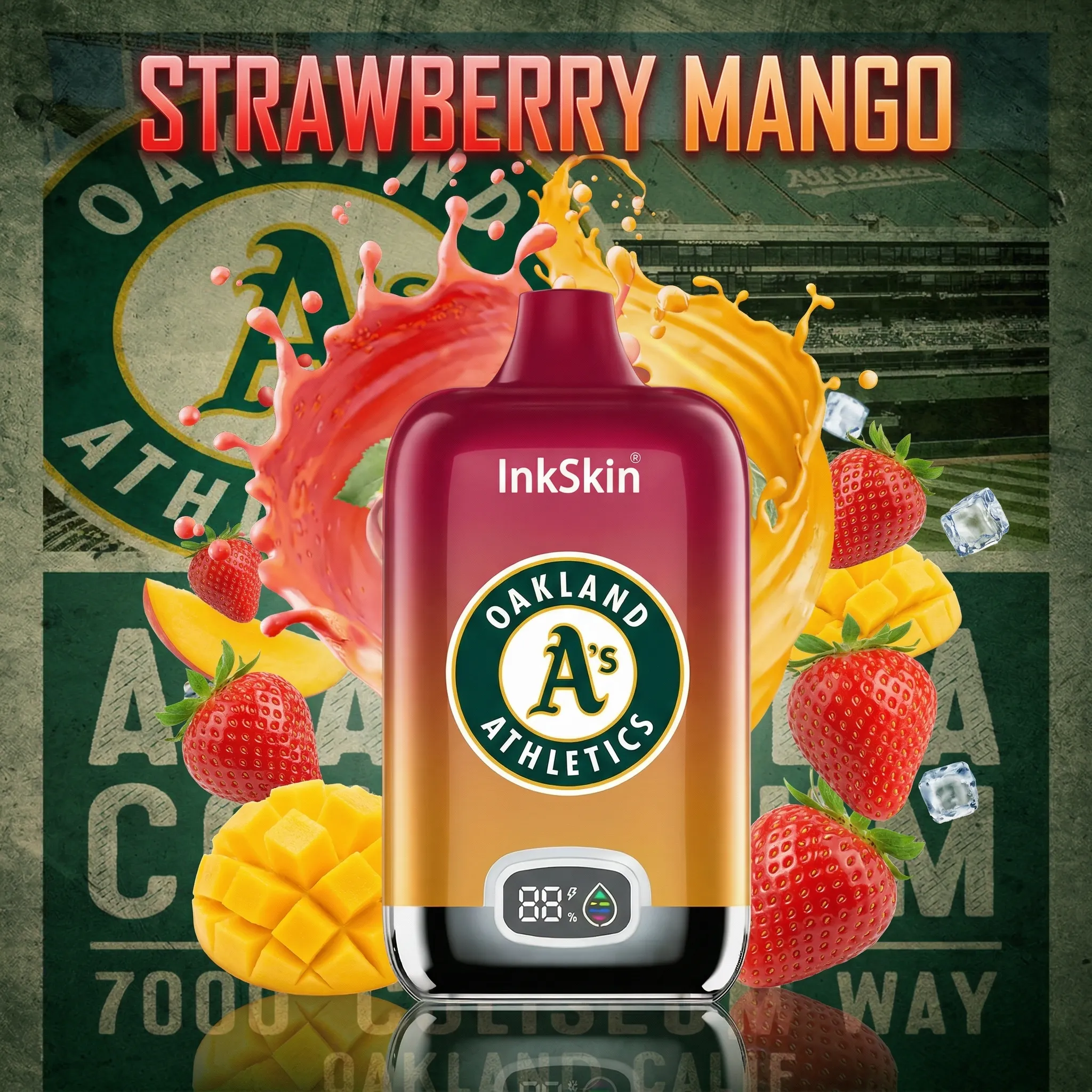 Oakland Athletics - ⭐InkSkin Digital Box 12000 Puffs - 10+ Flavour Choices 🍇🍉🍋