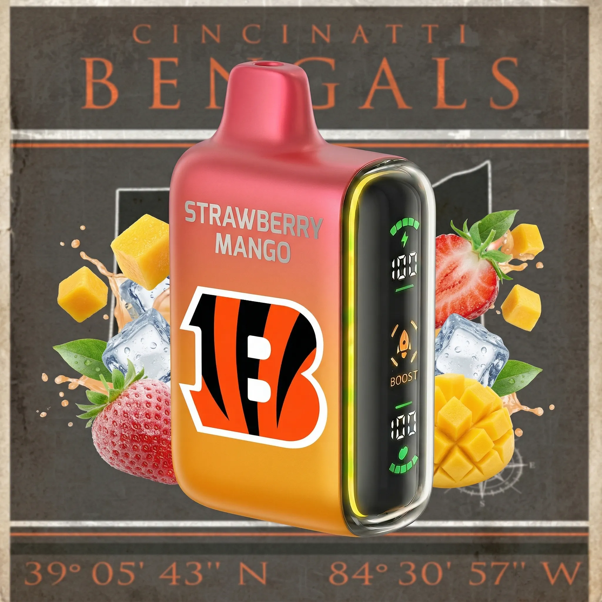 Cincinnati Bengals - 🔥InkSkin Pulse 15000 Puffs new - 10+ Flavour Choices 🍇🍉🍋