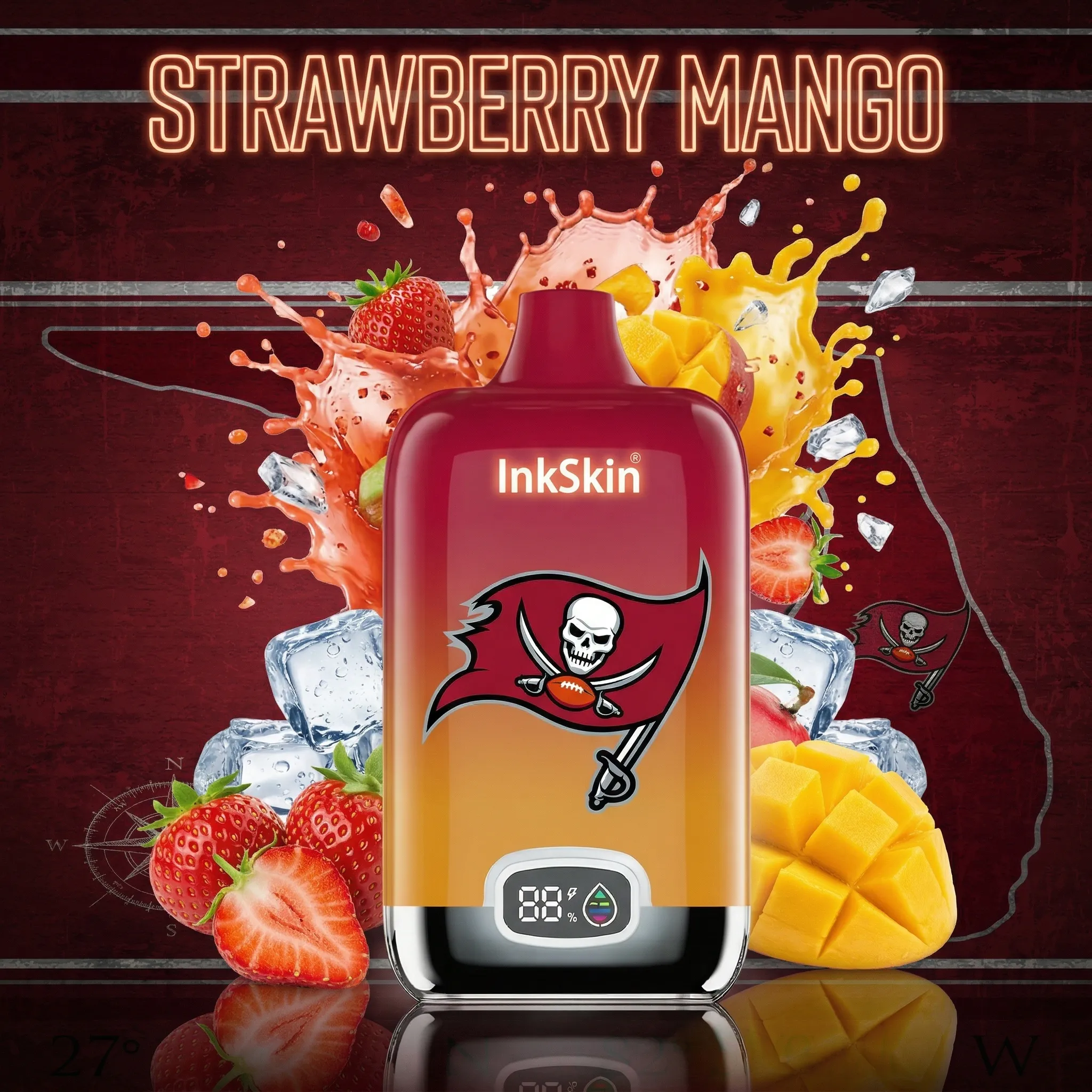 Tampa Bay Buccaneers - ⭐InkSkin Digital Box 12000 Puffs - 10+ Flavour Choices 🍇🍉🍋